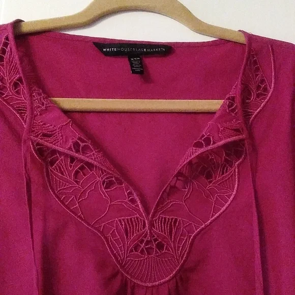 White House Black Market Floral Cutout Blouse - Picture 3 of 4